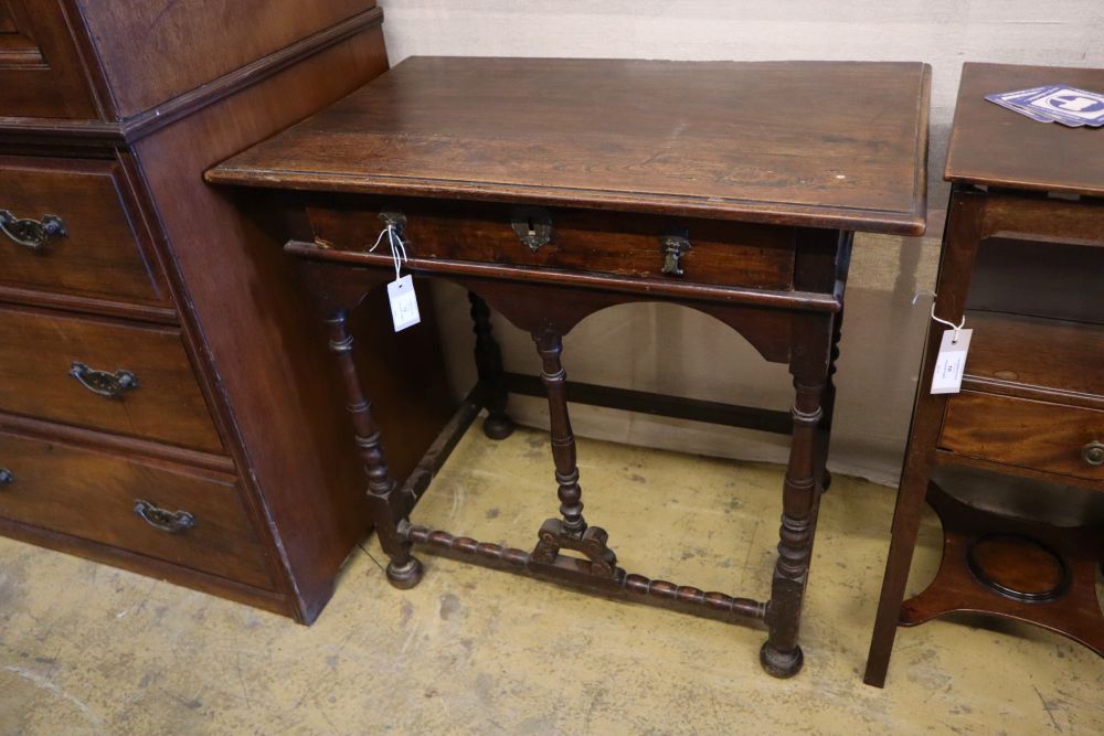 An oak side table, width 82cm depth 51cm height 76cm